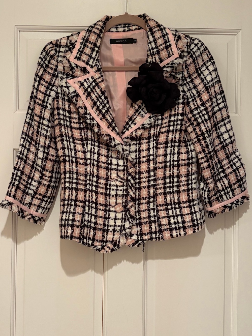 Arden B. Pink and Black Tweed Jacket